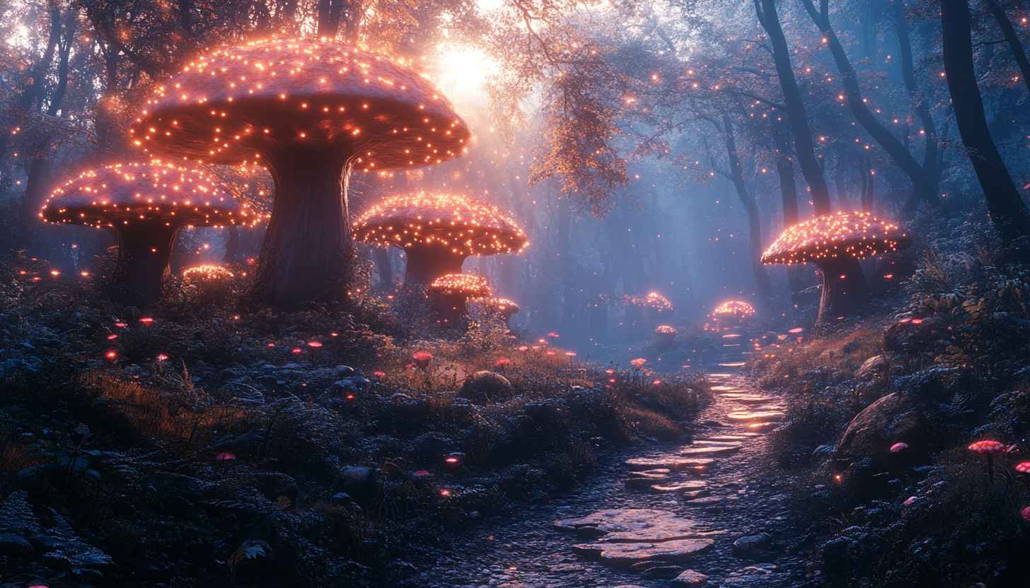 Glowing Mushroom Forest 4K Wallpaper - Fantasy Desktop Background ...