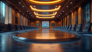 City Sunset Conference Room Wallpaper, Modern Office 4K Desktop ...