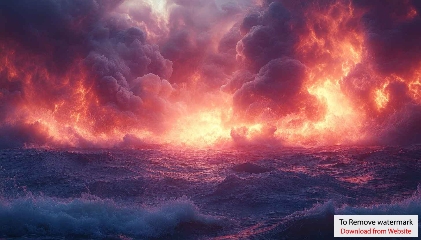 Fiery Ocean Sunset Waves 4K Desktop Mobile Background Wallpaper - Free Img